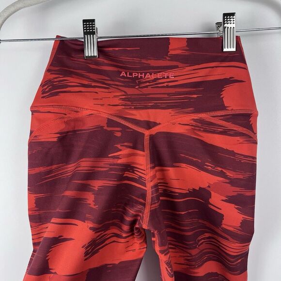 Alphalete Crossover Waist Leggings Womens Size XS Red Pullon Inseam 28" AL20-047 - Picture 3 of 10